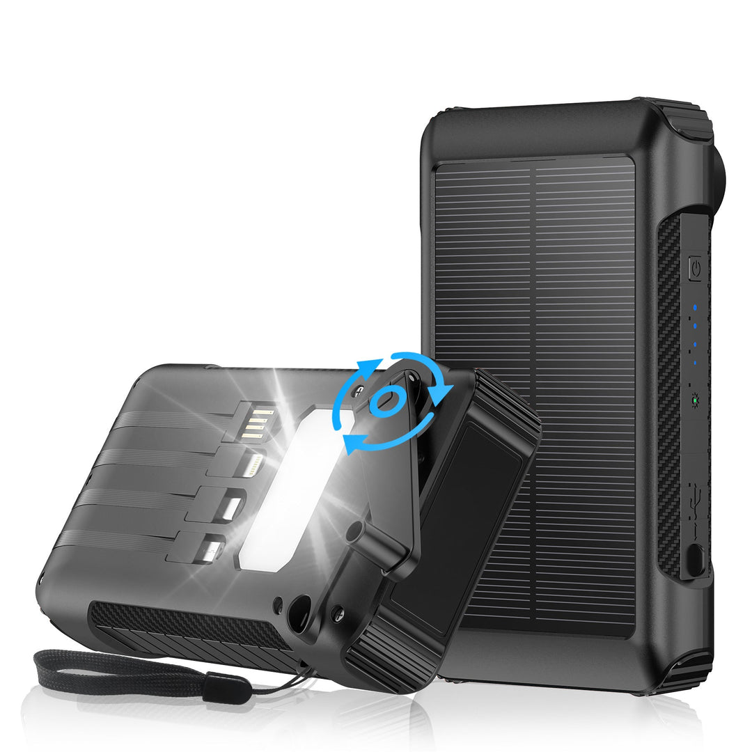 Banque d'énergie solaire portable avec lumière LED et boussole pour homme et femme 7
