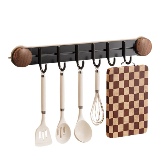 Barre de cuisine à ventouses avec crochets pour organisation murale 3