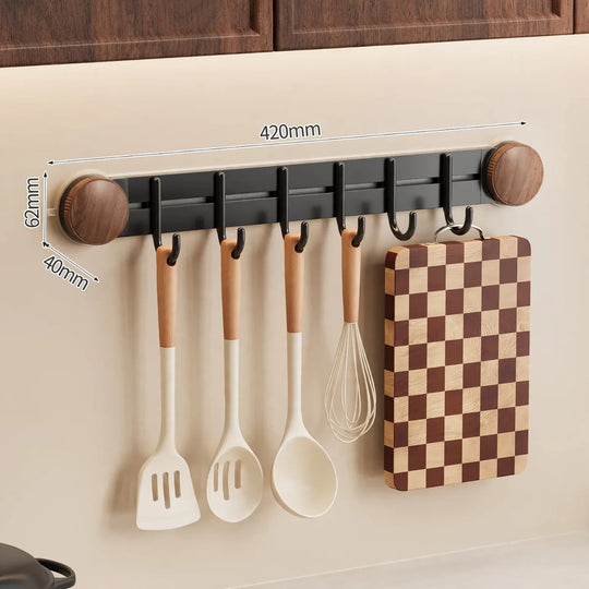 Barre de cuisine à ventouses avec crochets pour organisation murale 4