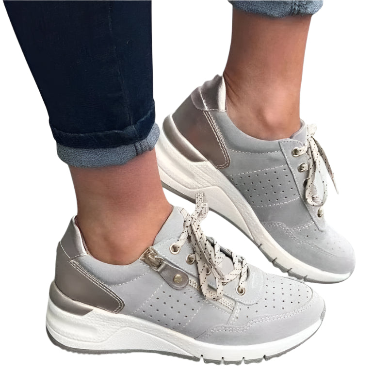 Baskets Femme Sportives en Cuir et Daim Amortissantes 0
