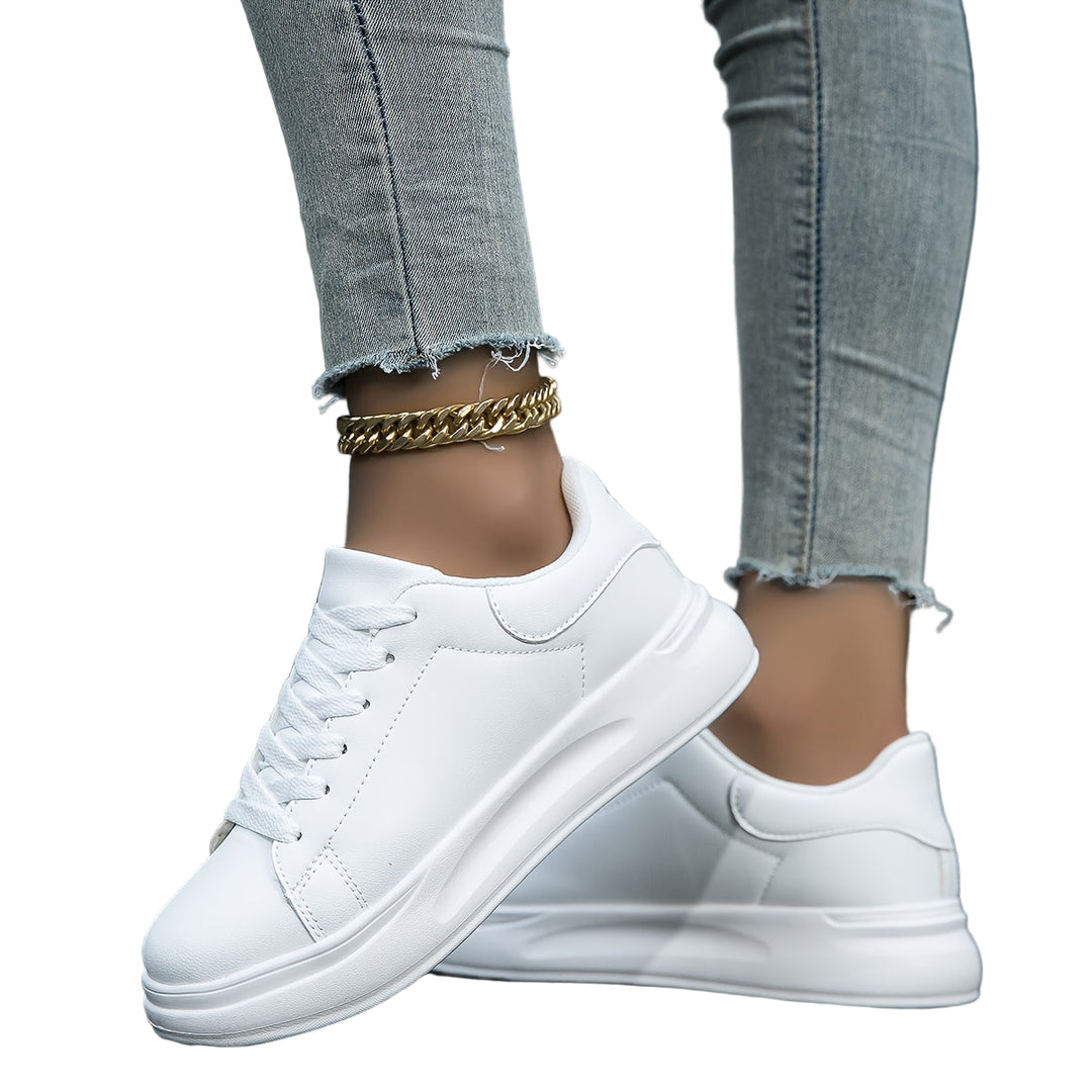 Baskets en Cuir Blanc Minimalistes pour Femmes 0
