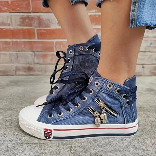 Baskets montantes style denim pour femmes 2