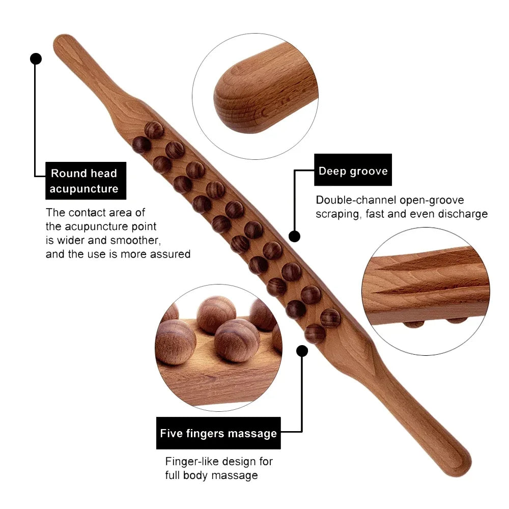 Bâton de Massage Gua Sha en Bois 4
