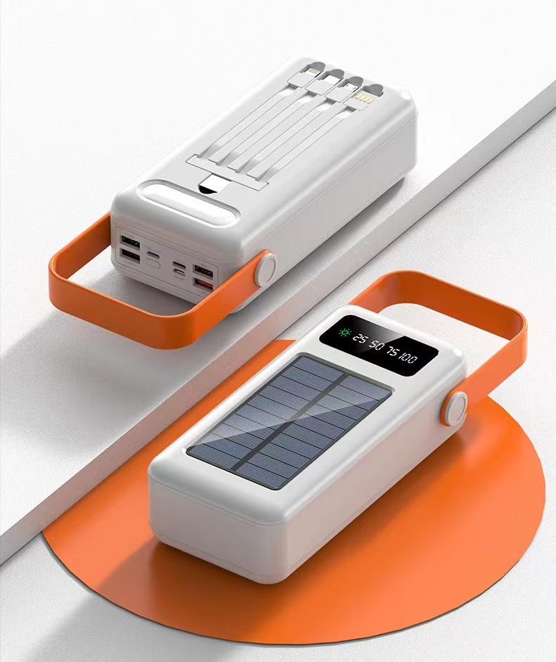 Batterie Externe Portable à Énergie Solaire avec Câbles Intégrés 0
