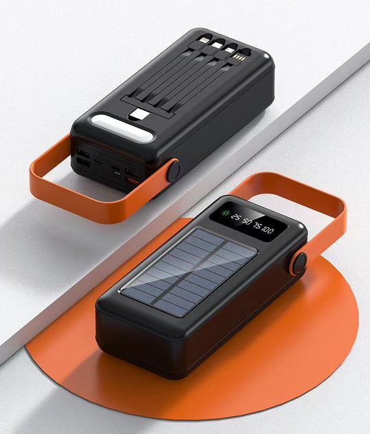 Batterie Externe Portable à Énergie Solaire avec Câbles Intégrés 2