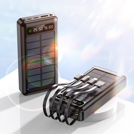 Batterie Externe Solaire Portable avec Affichage Intelligent et Câbles Multiples 0
