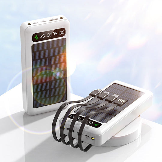Batterie Externe Solaire Portable avec Affichage Intelligent et Câbles Multiples 2