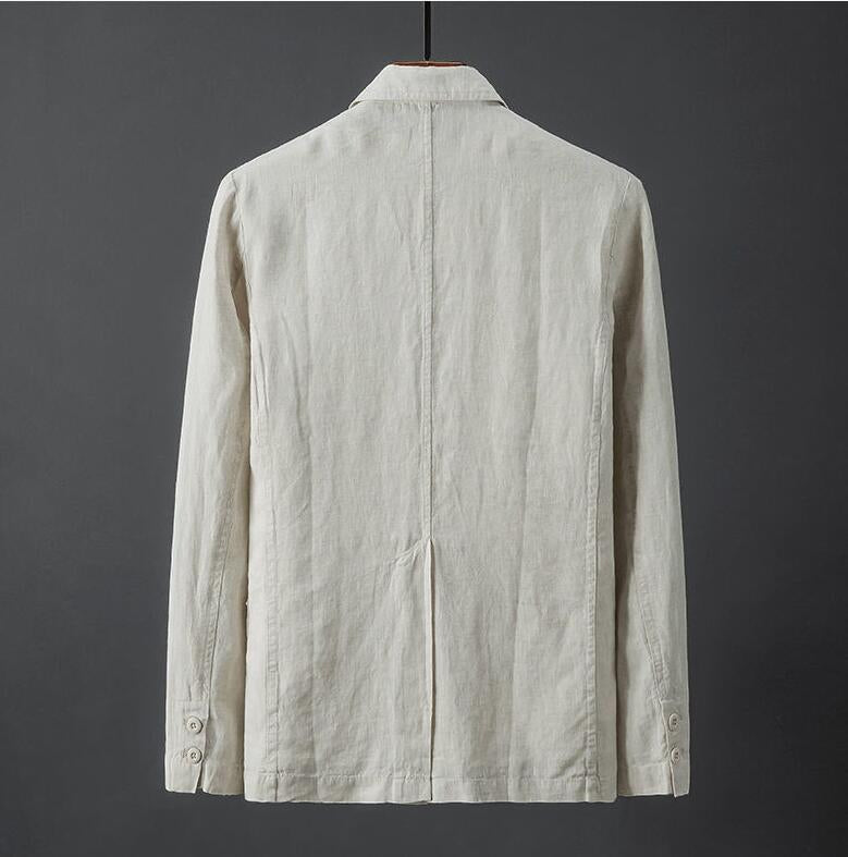 Blazer Homme Classique en Lin Ajusté Beige 1