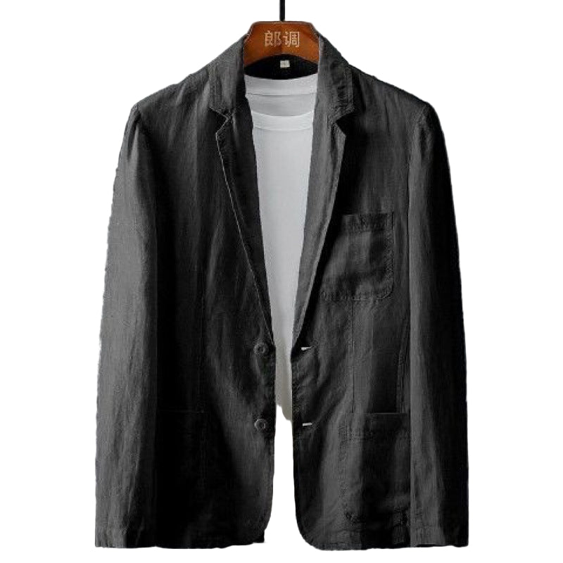Blazer Homme Classique en Lin Ajusté Beige 4
