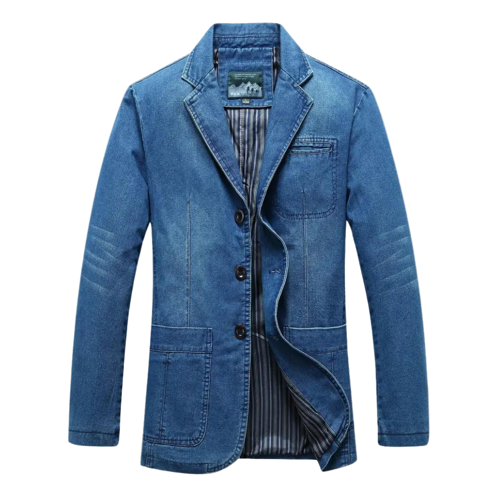 Blazer en Denim pour Hommes Style Décontracté 0