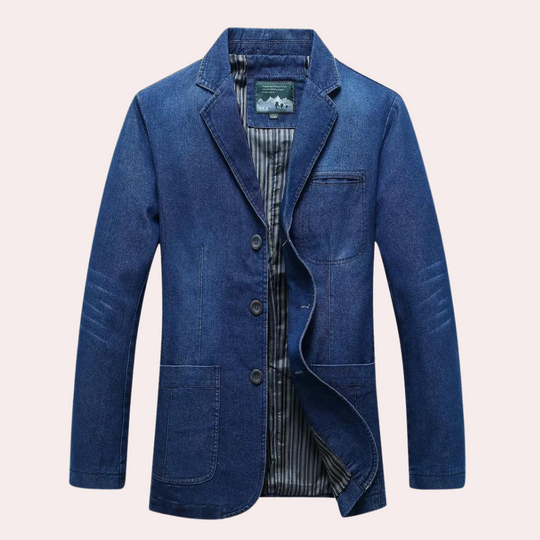 Blazer en Denim pour Hommes Style Décontracté 5