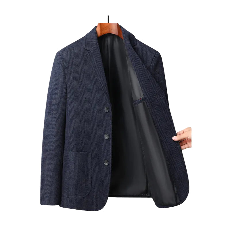 Blazer pour hommes en mélange de laine avec coupe ajustée 0