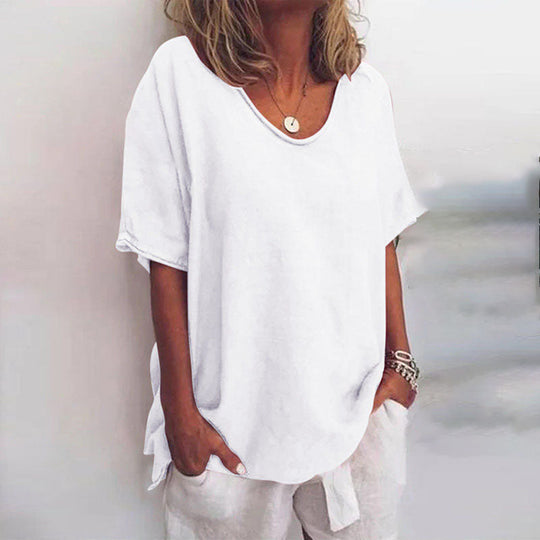 Blouse Décontractée pour Femmes avec Col en V en Tissu Aéré 2