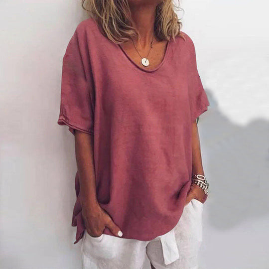 Blouse Décontractée pour Femmes avec Col en V en Tissu Aéré 3