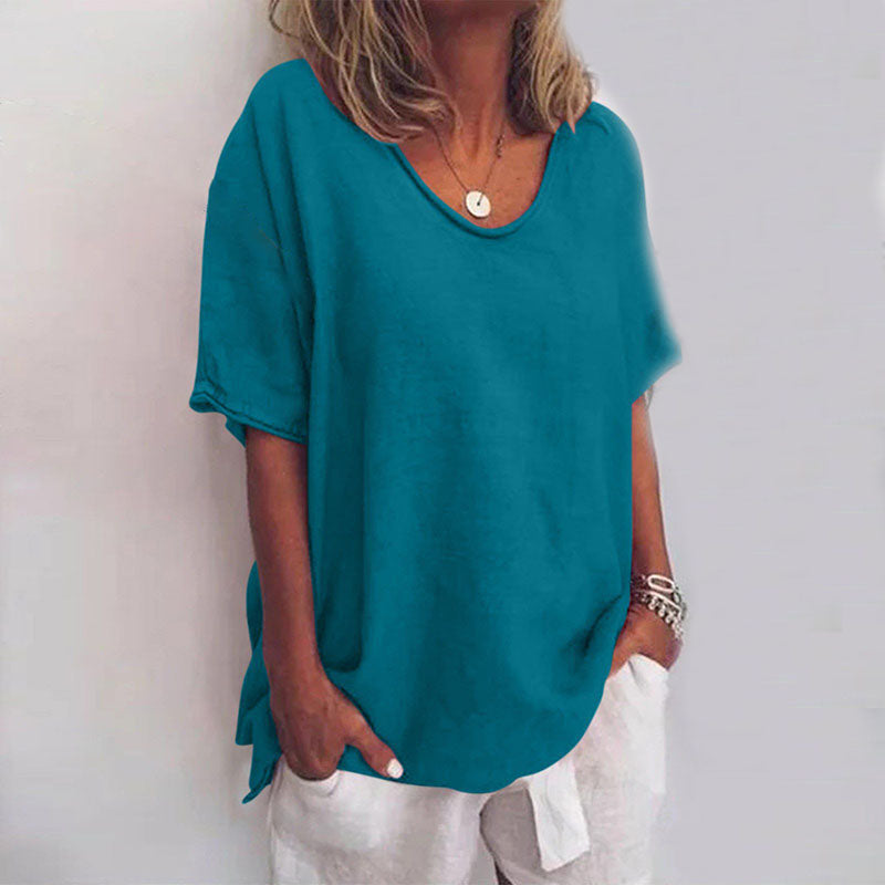 Blouse Décontractée pour Femmes avec Col en V en Tissu Aéré 4