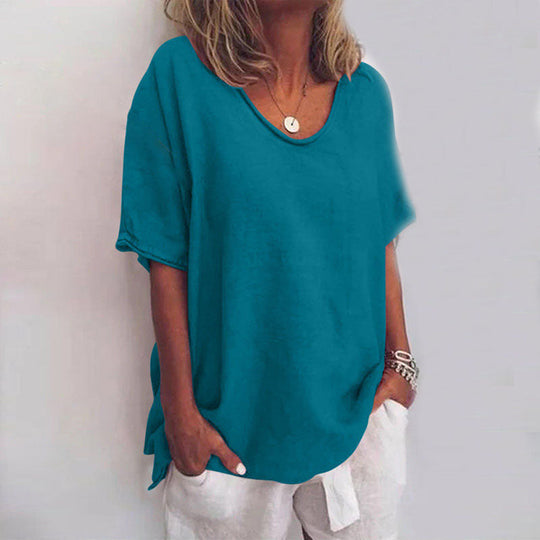 Blouse Décontractée pour Femmes avec Col en V en Tissu Aéré 4