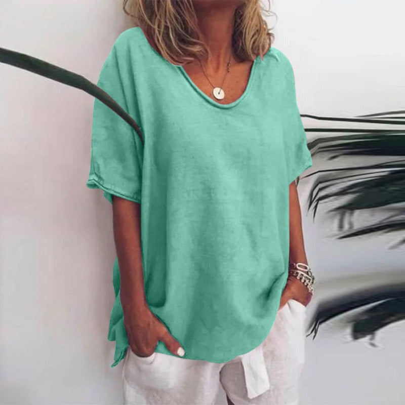 Blouse Décontractée pour Femmes avec Col en V en Tissu Aéré 5