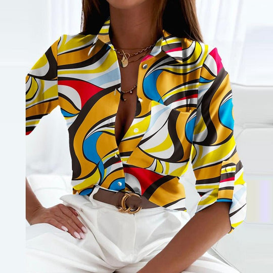 Blouse Femme Casual Col Rabattu Tissus Respirants 15