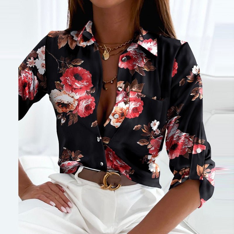 Blouse Femme Casual Col Rabattu Tissus Respirants 8