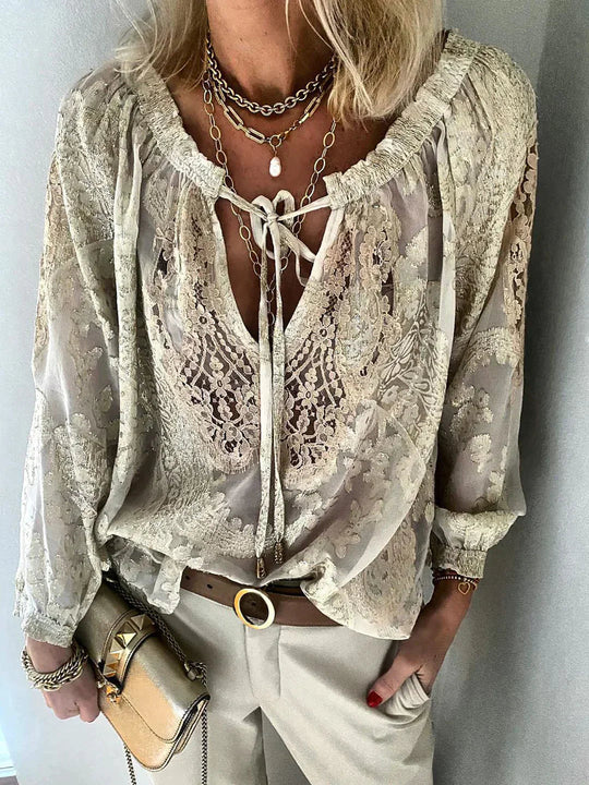 Blouse Femme Chic Détails en Dentelle 1