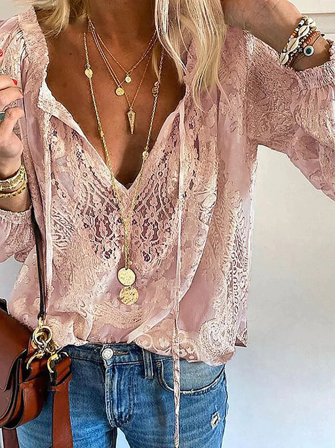 Blouse Femme Chic Détails en Dentelle 2