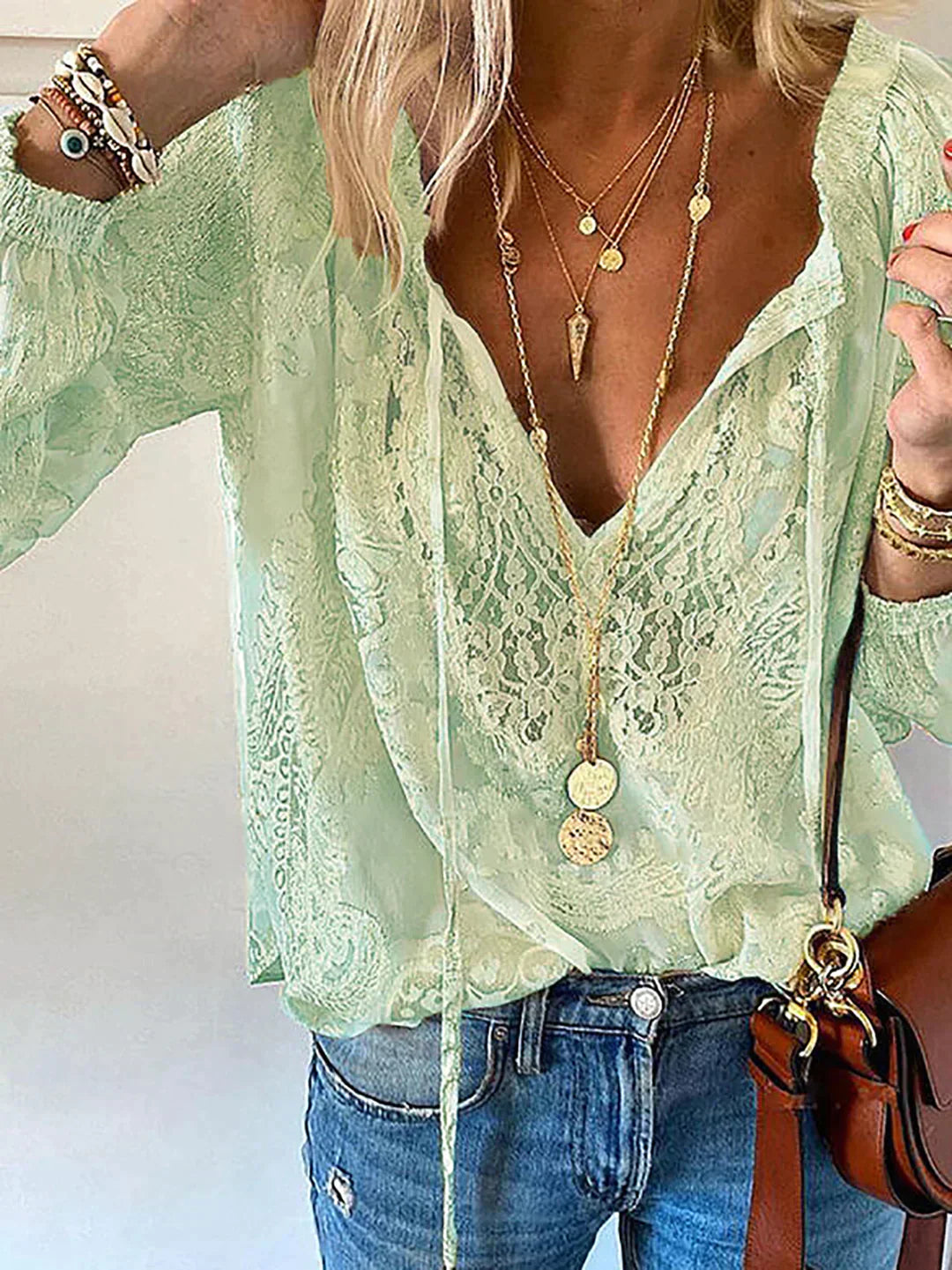Blouse Femme Chic Détails en Dentelle 3