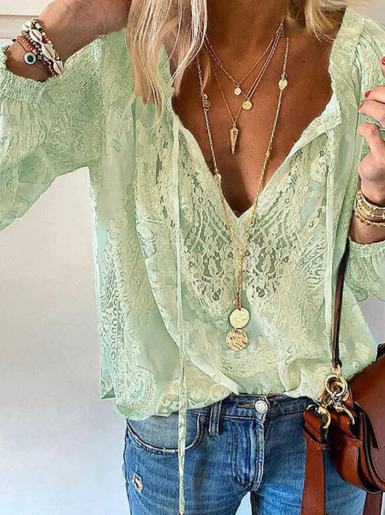Blouse Femme Chic Détails en Dentelle 3