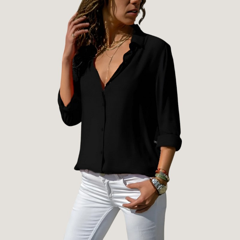 Blouse Femme Chic en Mélange Polyester Coton Doux et Respirant 2