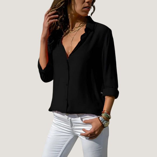 Blouse Femme Chic en Mélange Polyester Coton Doux et Respirant 2