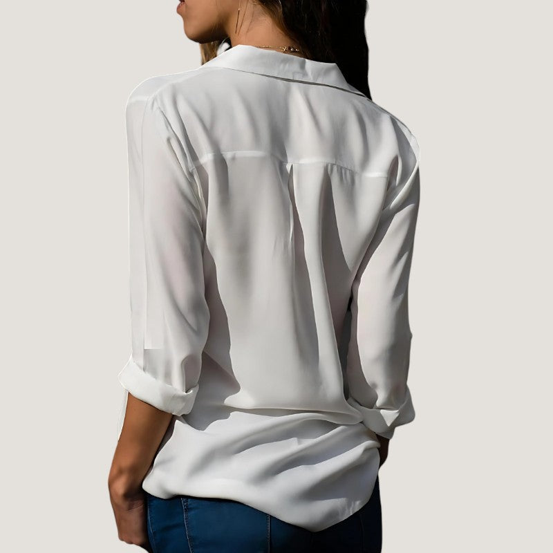 Blouse Femme Chic en Mélange Polyester Coton Doux et Respirant 6