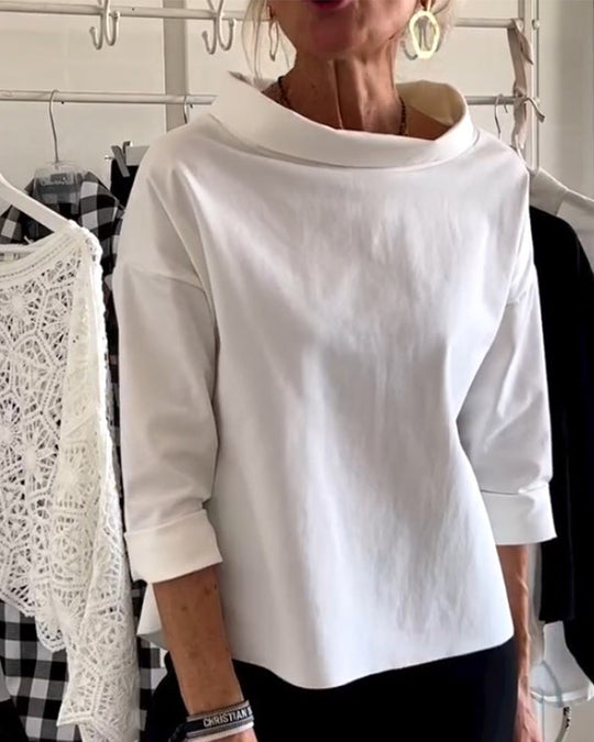 Blouse Femme Col Haut Tissu Respirant Ajustée 1