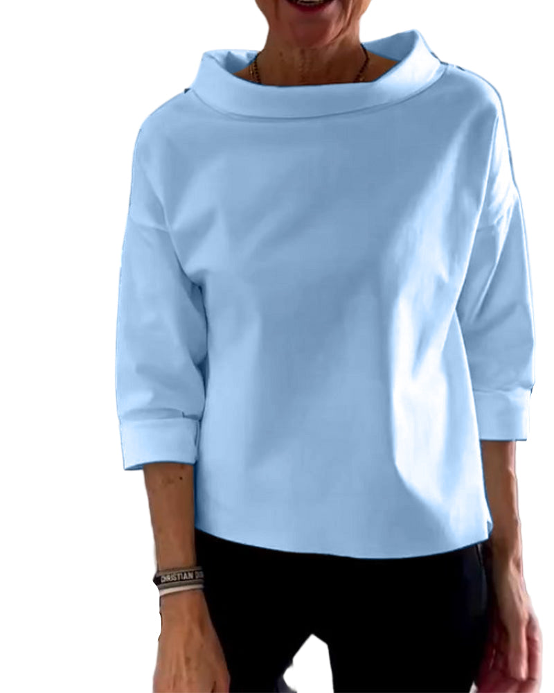 Blouse Femme Col Haut Tissu Respirant Ajustée 2