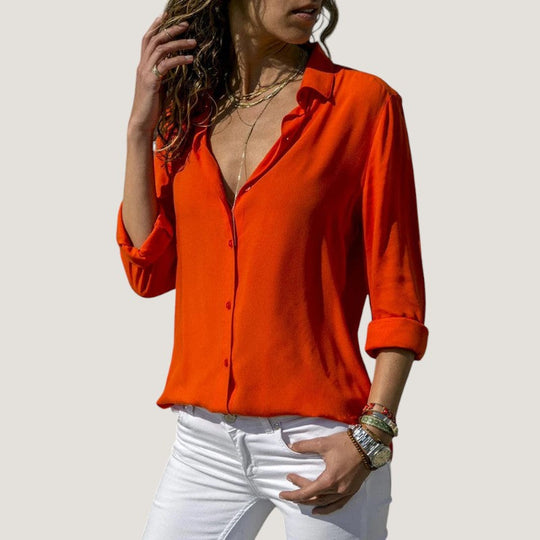 Blouse Femme Décolleté V à Boutons en Chiffon Léger 5