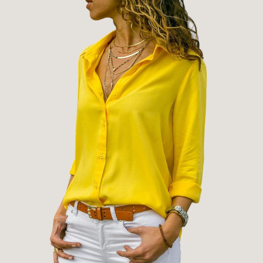 Blouse Femme Décolleté V à Boutons en Chiffon Léger 8