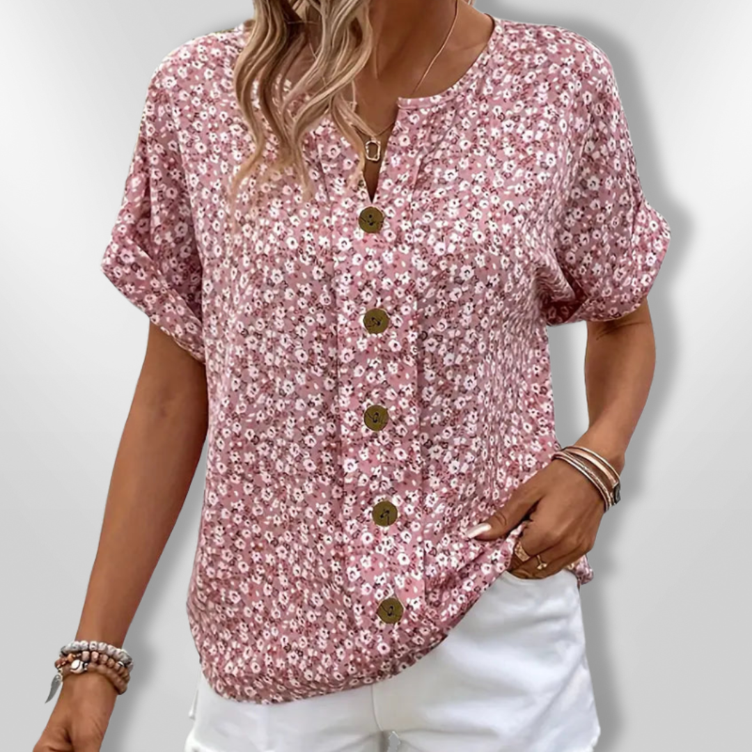Blouse Femme Échancrée Imprimé Floral Léger 0