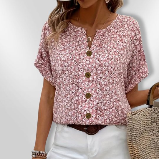 Blouse Femme Échancrée Imprimé Floral Léger 1
