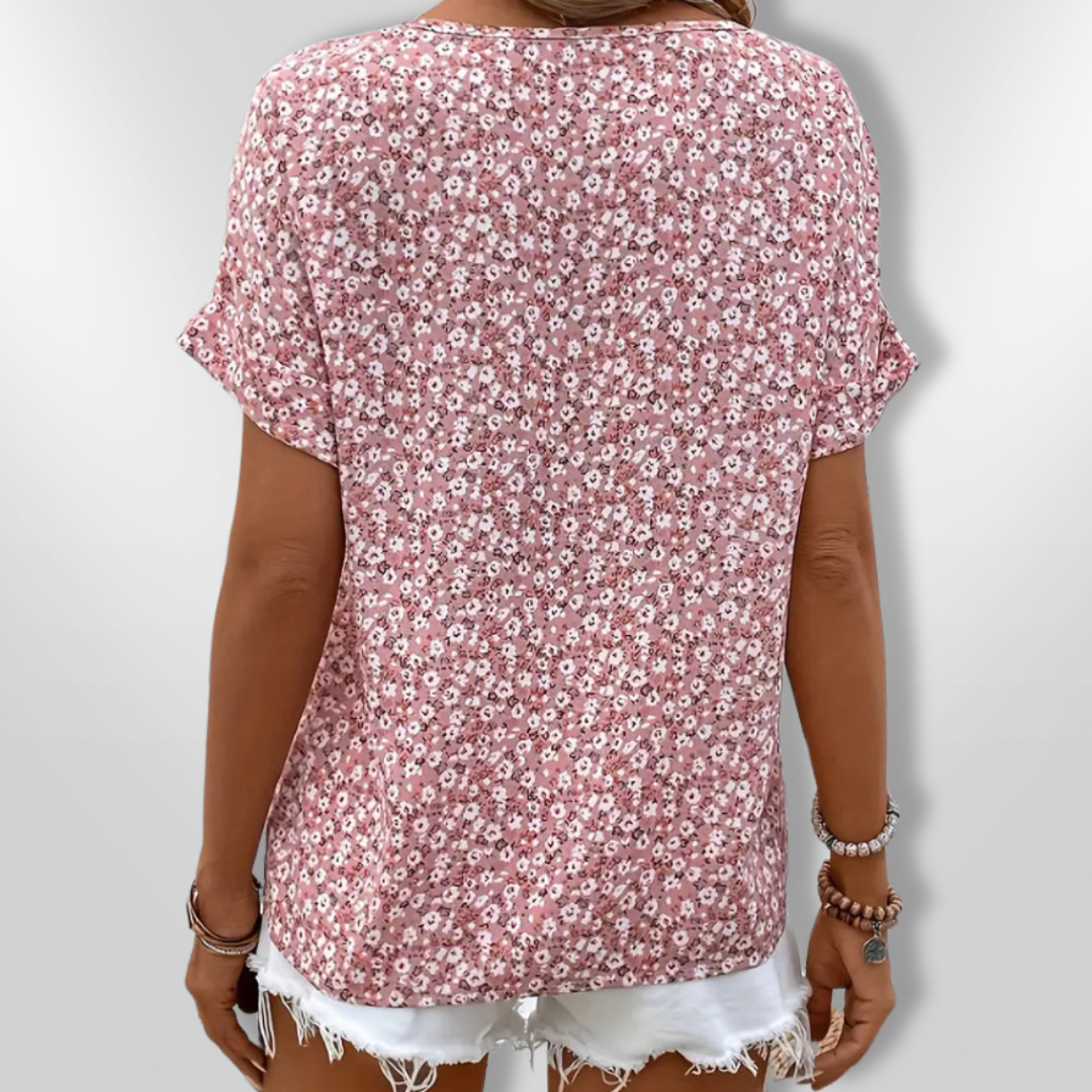 Blouse Femme Échancrée Imprimé Floral Léger 2