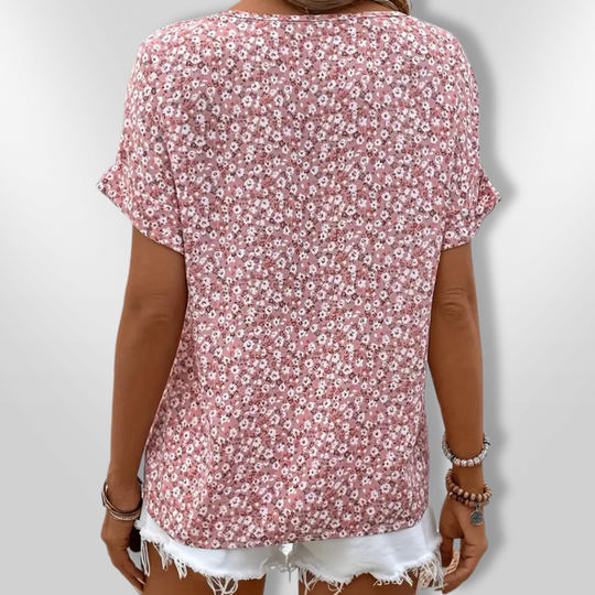 Blouse Femme Échancrée Imprimé Floral Léger 2