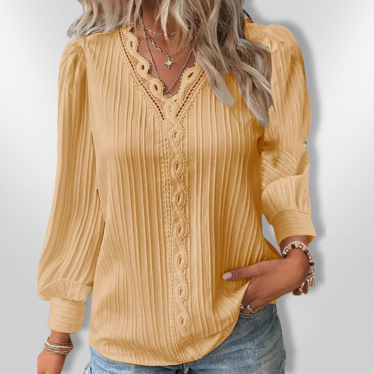 Blouse Femme Élégante Mousseline Détails en Dentelle 6