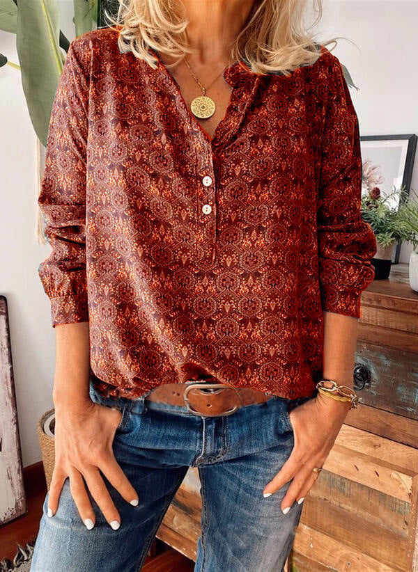 Blouse Femme Imprimée avec Encolure Découpée 1