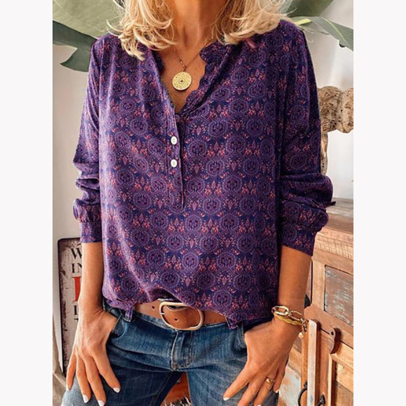 Blouse Femme Imprimée avec Encolure Découpée 2