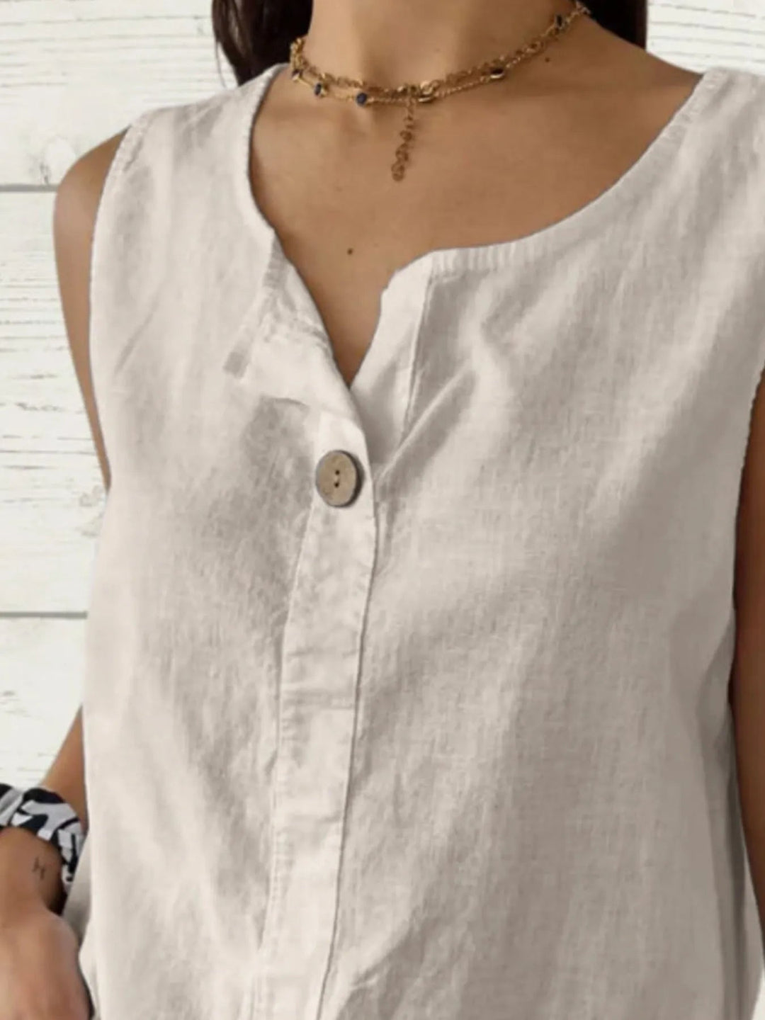 Blouse Femme Sans Manches Lin Ample 100% Polyester 1
