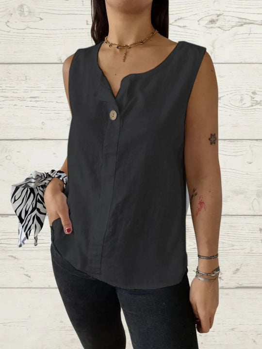 Blouse Femme Sans Manches Lin Ample 100% Polyester 3