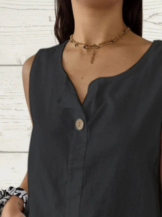 Blouse Femme Sans Manches Lin Ample 100% Polyester 4