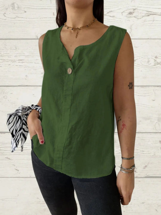 Blouse Femme Sans Manches Lin Ample 100% Polyester 6