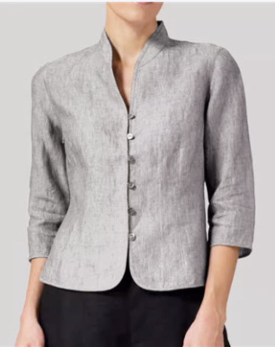 Blouse Femme à Col Montant en Chambray 1