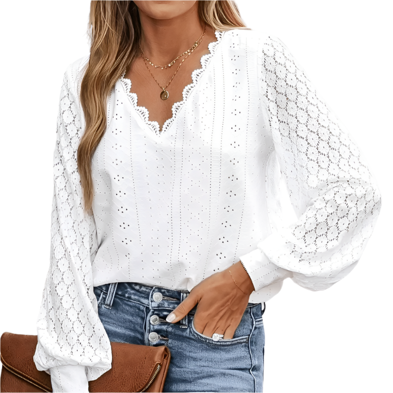 Blouse Femme en Dentelle Décolleté en V 0