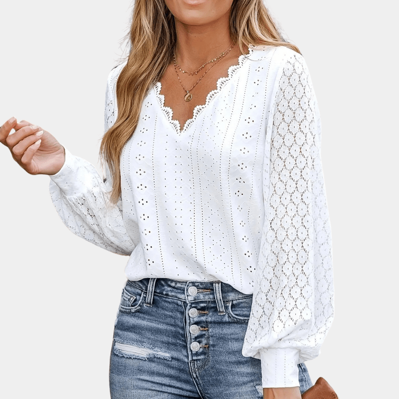 Blouse Femme en Dentelle Décolleté en V 1