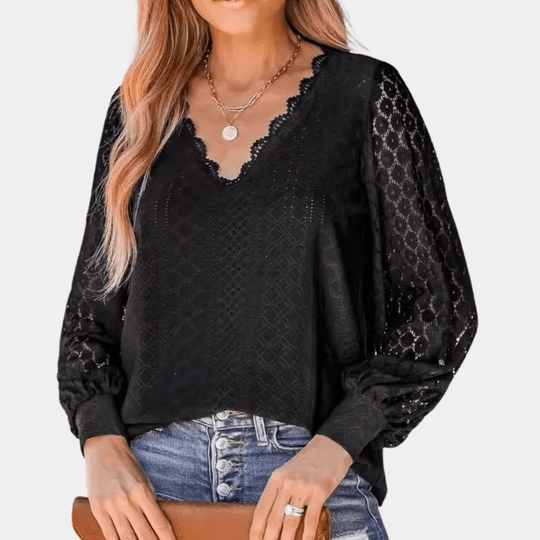 Blouse Femme en Dentelle Décolleté en V 3