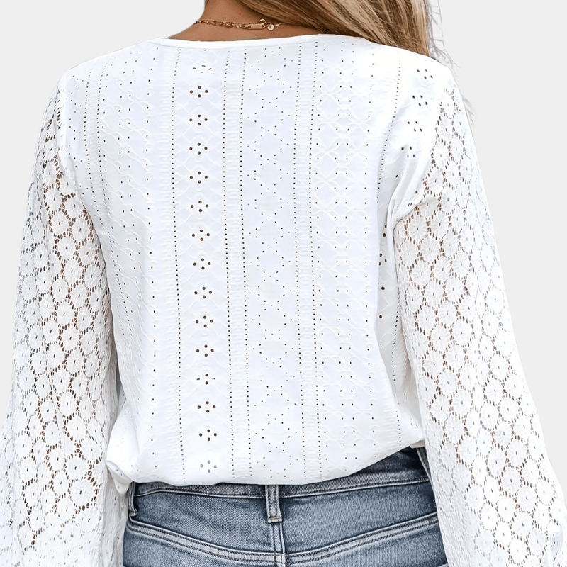 Blouse Femme en Dentelle Décolleté en V 4